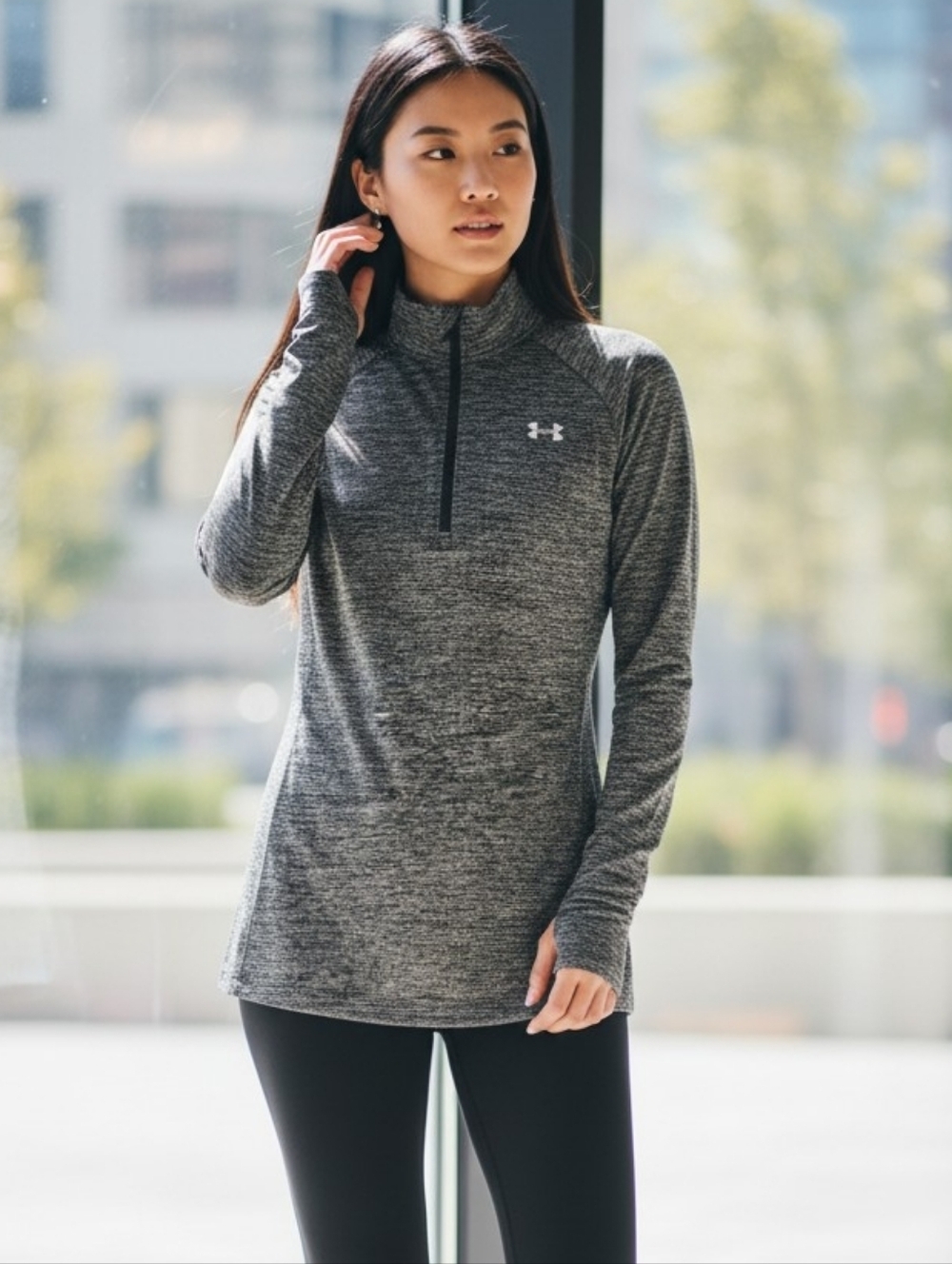 Under Armour HeatGear Quarter Zip Long Sleeve Women Large Athlesuire Lightweight - Picture 9 of 9